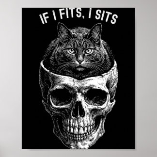 Affiche Drôle Si Ça Rentre Je M'Assieds Crâne De Chat Noir