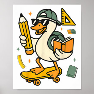Affiche Drôle Silly Goose Cute Duck Retour À L'École Ensei