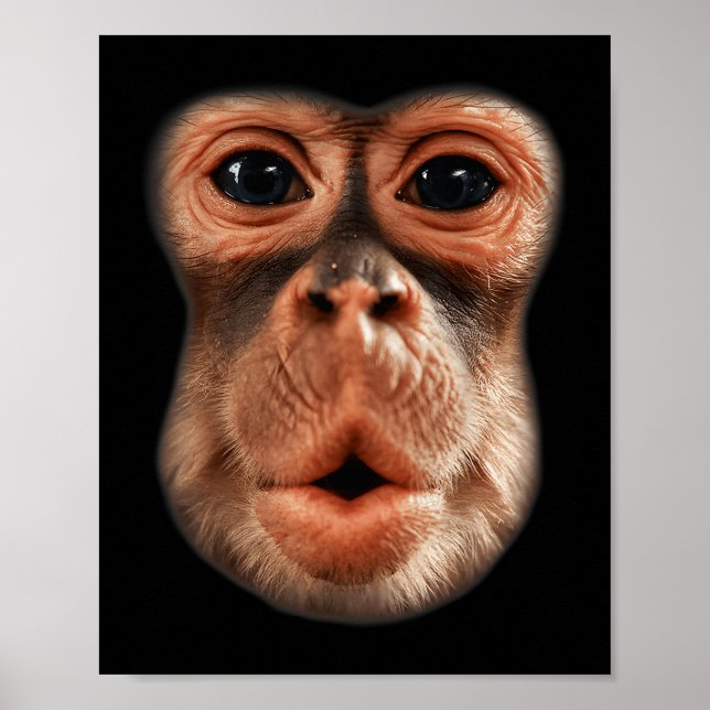 Affiche Drôle Singe Visage Respiration Hommes Garçon Hallo (Devant)