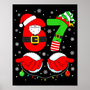Affiche Drôle Six Sept 67 Mème 6 7 Elf Père Noël Noël Pa