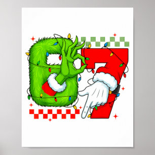 Affiche Drôle Six Sept 67 Mème 6 7 Main de L'Elf de Noël G