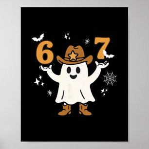 Affiche Drôle Six Sept 6 7 Mème Cowboy Fantôme Halloween C