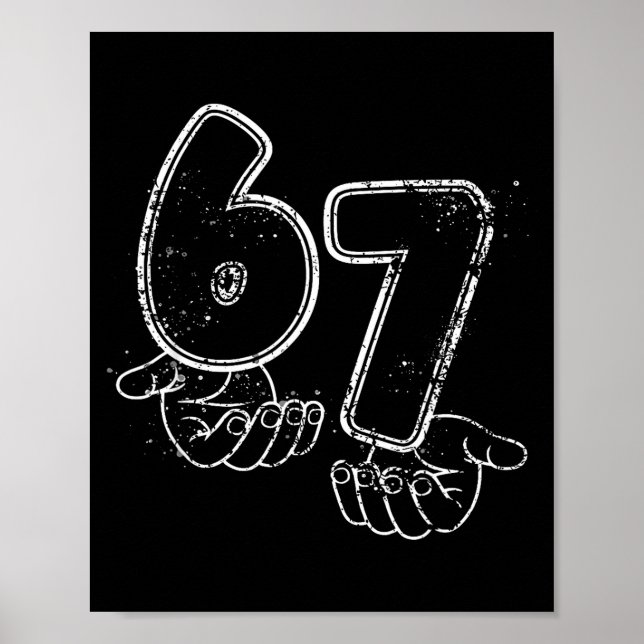 Affiche Drôle Six Sept 6 7 Mème Gen Alpha Argot 6 7 Mains (Devant)