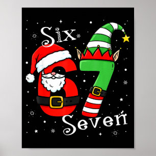 Affiche Drôle Six Sept 6 7 Mème Noël Père Noël Elfe Numéro