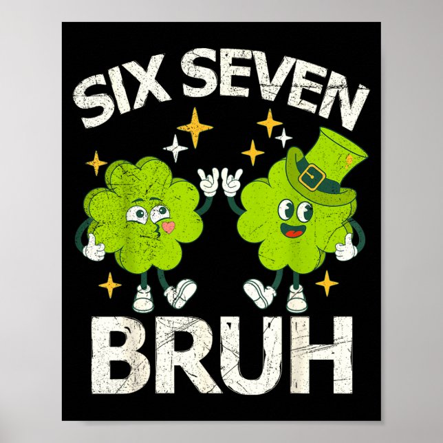 Affiche Drôle Six Sept Bruh Saint Patrick Day 67 Mème Sham (Devant)
