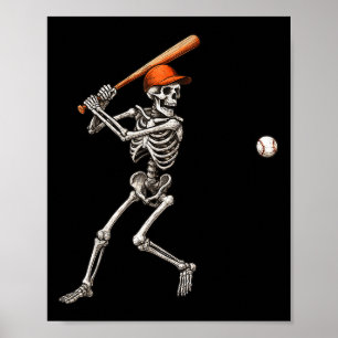 Affiche Drôle Skeleton Battant Joueur De Baseball Hommes G
