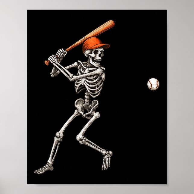 Affiche Drôle Skeleton Battant Joueur De Baseball Hommes G (Devant)