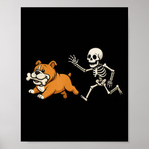 Affiche Drôle Skeleton Bulldog Halloween Chien Maman Anima