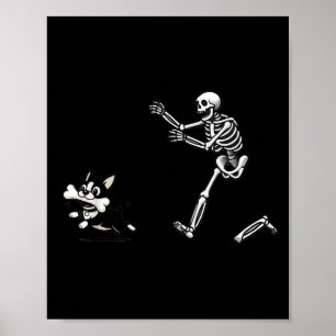 Affiche Drôle Skeleton chasse Terrier Halloween Chien Mama