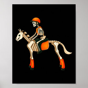 Affiche Drôle Skeleton Cheval équitation Halloween Costume