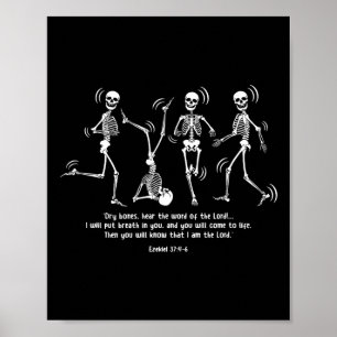 Affiche Drôle Skeleton Danser Des Os Sèches Vivants Hallow