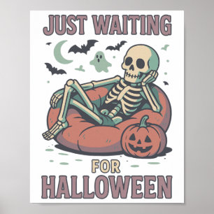 Affiche Drôle Skeleton Éffrayant Summerween En Attendant H