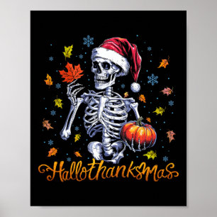 Affiche Drôle Skeleton Halloween Mery Christmas Happy Hall