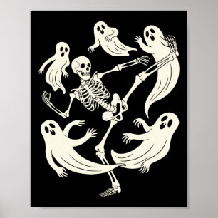 Affiche Drôle Skeleton Karate Amateurs Éffrayant Halloween