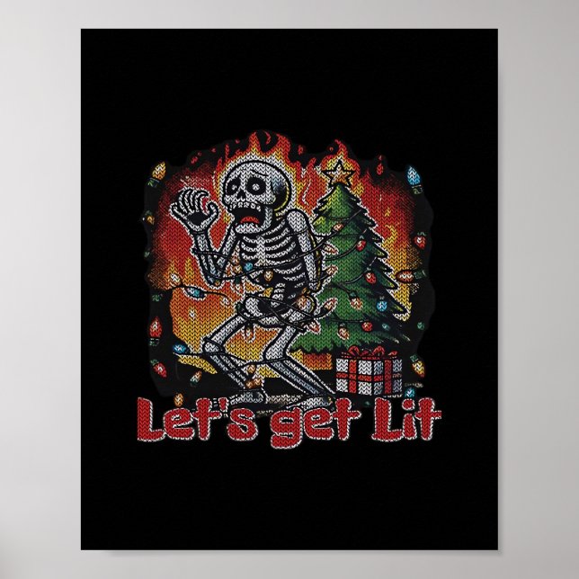 Affiche Drôle Skeleton Noël Faisons Lit Classic (Devant)