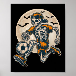 Affiche Drôle Skeleton Soccer Hommes Garçons Enfants Hallo