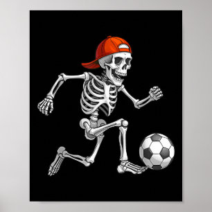 Affiche Drôle Skeleton Soccer Hommes Garçons Enfants Hallo