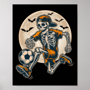 Affiche Drôle Skeleton Soccer Hommes Garçons Enfants Hallo