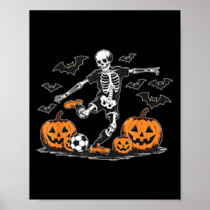 Affiche Drôle Skeleton Soccer Hommes Garçons Enfants Hallo