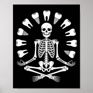 Affiche Drôle Skeleton Yoga Dentist Dentist Dental Hygiéni