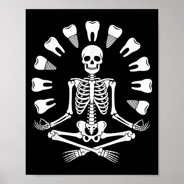Affiche Drôle Skeleton Yoga Dentist Dentist Dental Hygiéni (Devant)