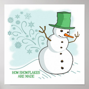 Affiche Drôle Snowman Pâtes Snowflakes Dessin