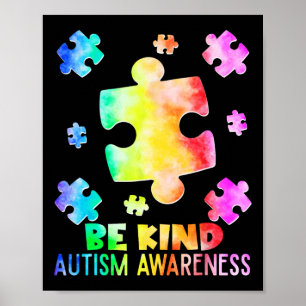 Affiche Drôle Sois gentil Pièces de puzzle Tie Dye Sensibi