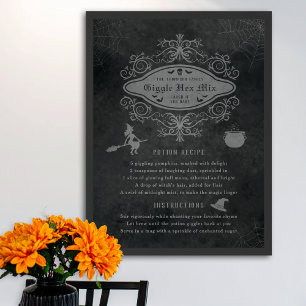 Affiche Drôle Sorcière Thème Potion Recette Jouer Hallowee