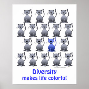 Affiche Drôle Souriant Chat Diversité École Motivationnell