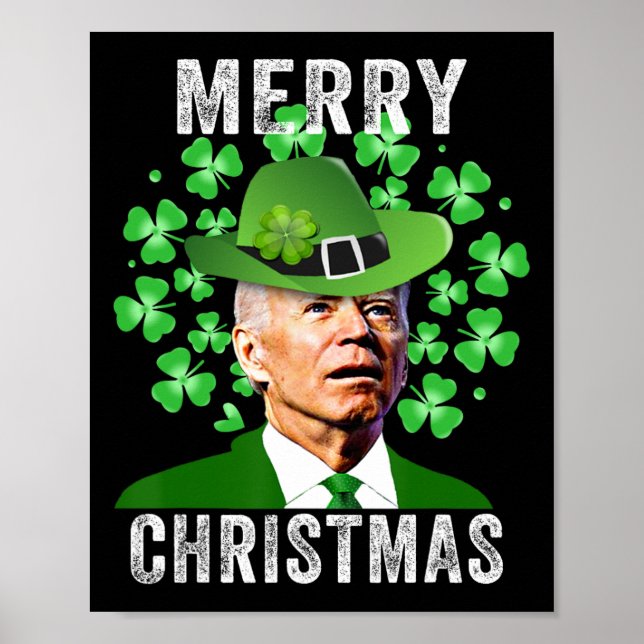 Affiche Drôle St. Patricks Day Joe Biden Confus Joyeux Noë (Devant)