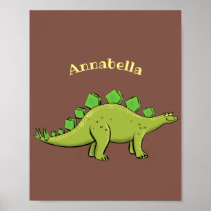 Affiche Drôle stegosaurus dinosaure dessin animé