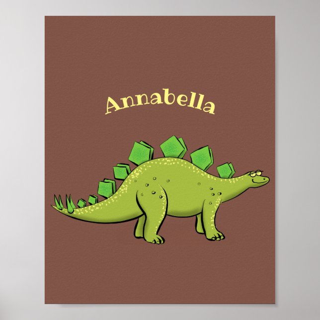 Affiche Drôle stegosaurus dinosaure dessin animé (Devant)
