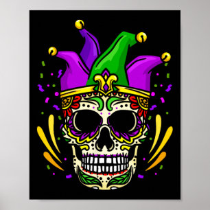 Affiche Drôle Sugar Crâne Mardi Gras Fête Vêtements Hommes