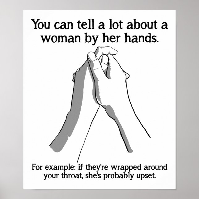 Affiche drôle sur les mains de femme (Devant)