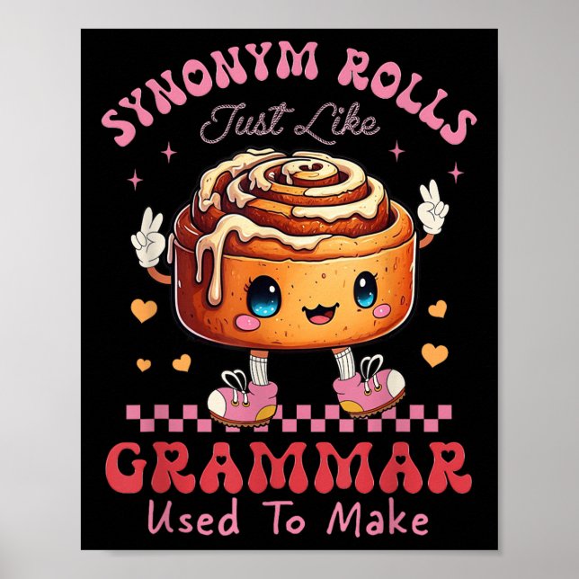 Affiche Drôle Synonyme Rolls Blague Cinnamon Rolls Grammar (Devant)