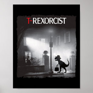 Affiche Drôle T-rex Horreur Parodie Dinosaur Halloween Ret