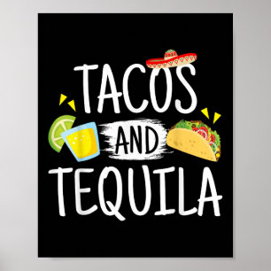 Affiche Drôle Tacos Et Tequila Mexicaine Sombrero Tee Cade