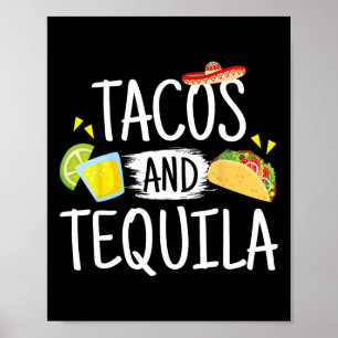 Affiche Drôle Tacos Et Tequila Mexicaine Sombrero Tee Cade