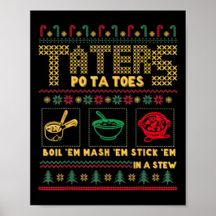 Affiche Drôle Taters de Noël Pommes de terre Noël laid