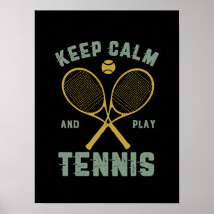 Affiche Drôle Tennis Vintage Citation Gardez Le Calme Joue