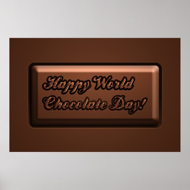 Affiche Drôle Texte de barre Happy World Chocolate Day (Devant)
