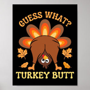 Affiche Drôle Thanksgiving Devine What Turkey Butt