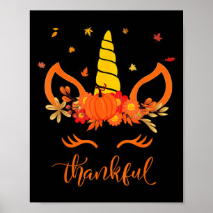 Affiche Drôle Thanksgiving mignon Unicorn Turquie Face Gir