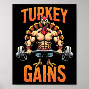 Affiche Drôle Thanksgiving Turquie gagne Motivation Gym Wo