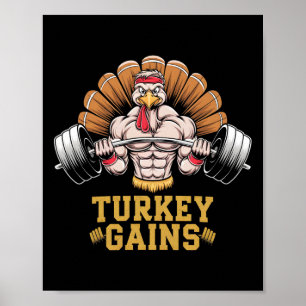Affiche Drôle Thanksgiving Turquie gagne Motivation Gym Wo