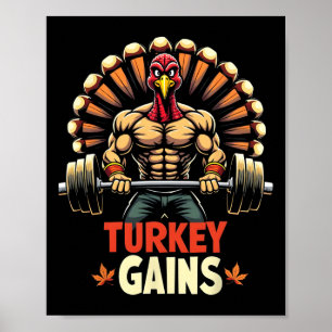 Affiche Drôle Thanksgiving Turquie gagne Motivation Gym Wo