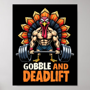 Affiche Drôle Thanksgiving Turquie Gobble Et Deadlift Gym