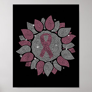 Affiche Drôle Tournesol rose Ruban Cancer du sein Aw