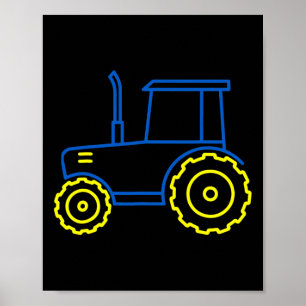 Affiche Drôle tracteur Ukraine Drapeau ukrainien Cool Ukra