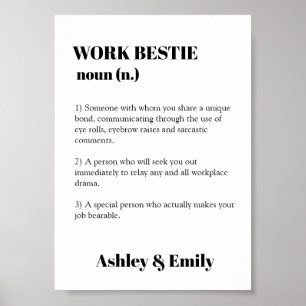Affiche Drôle Travail Bestie Cadeau photo Hilarious Co-tra